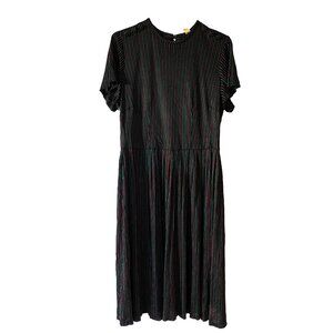 80s Vintage Black Stripe Midi Dress